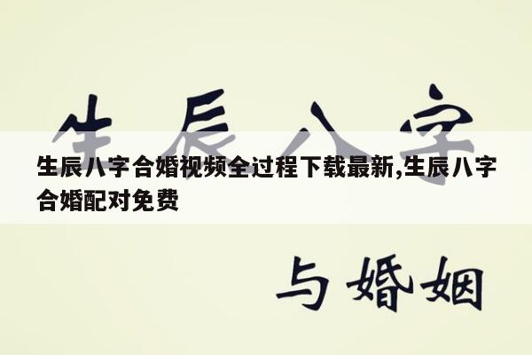 生辰八字合婚视频全过程下载最新,生辰八字合婚配对免费