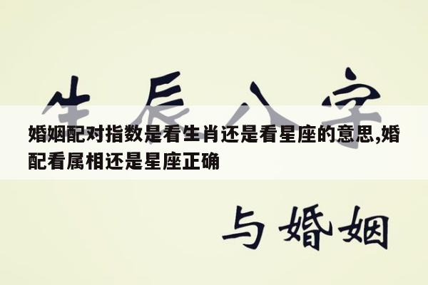 婚姻配对指数是看生肖还是看星座的意思,婚配看属相还是星座正确