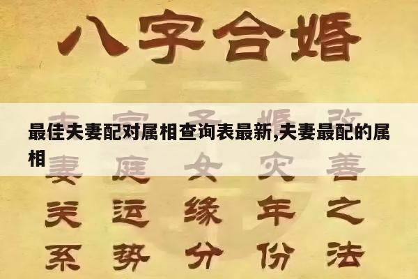 最佳夫妻配对属相查询表最新,夫妻最配的属相