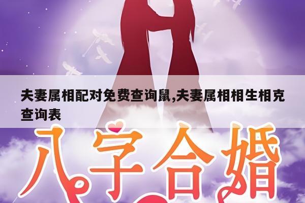 夫妻属相配对免费查询鼠,夫妻属相相生相克查询表