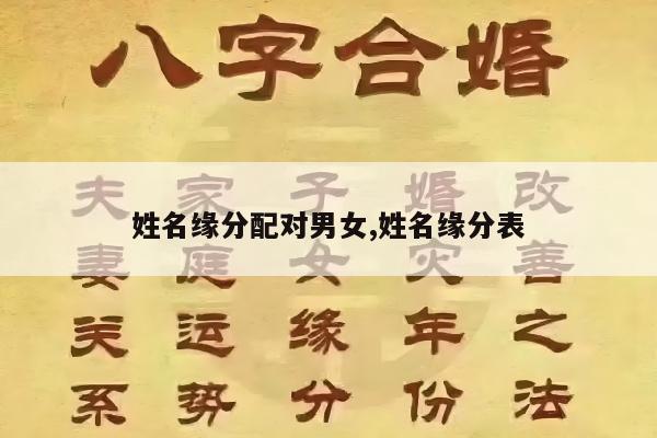 姓名缘分配对男女,姓名缘分表