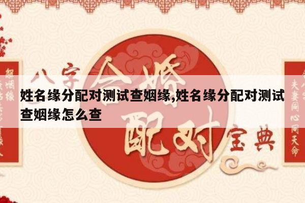 姓名缘分配对测试查姻缘,姓名缘分配对测试查姻缘怎么查