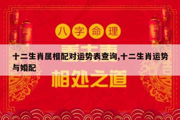 十二生肖属相配对运势表查询,十二生肖运势与婚配