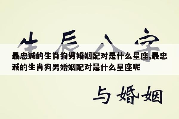 最忠诚的生肖狗男婚姻配对是什么星座,最忠诚的生肖狗男婚姻配对是什么星座呢
