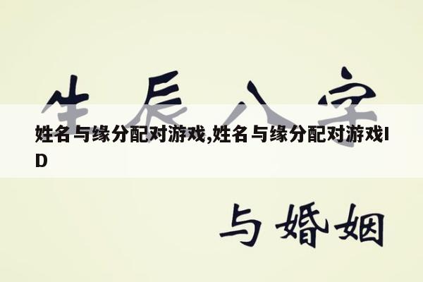 姓名与缘分配对游戏,姓名与缘分配对游戏ID
