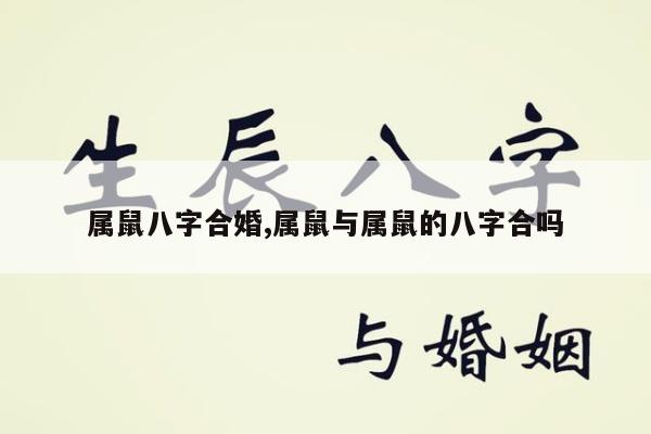 属鼠八字合婚,属鼠与属鼠的八字合吗